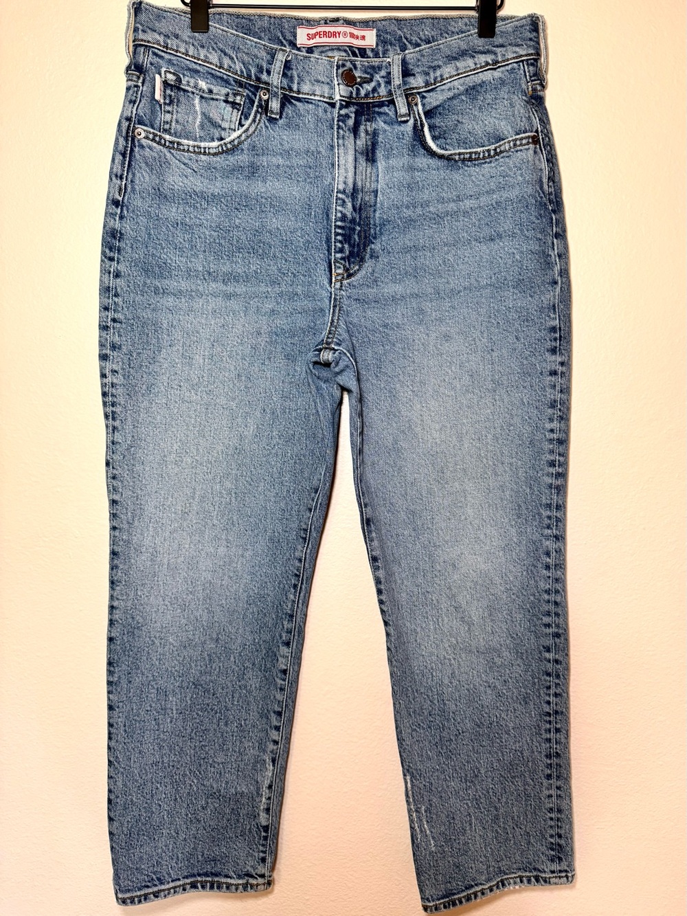 Superdry Straight Cut Jeans Women’s 30/30 High Rise Straight Leg Blue Denim